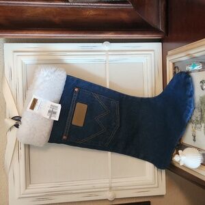 Wrangler denim Christmas stocking w/sherpa trim